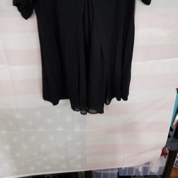 Black Knit Short Sleeve Sheer Trim & Back 2X - Picture 6 of 6